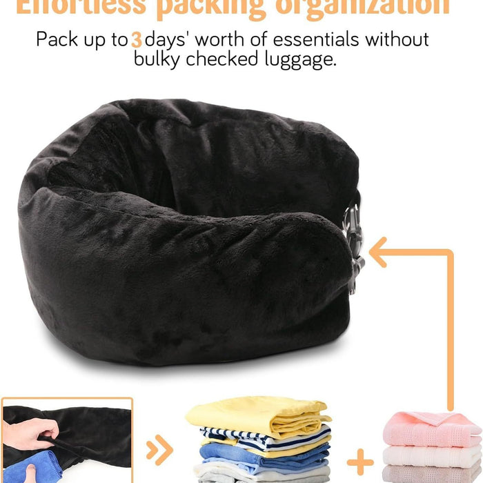 Travel U-Shaped Pillows with Self-Filling - Soft Plush Luggage Pillowcases