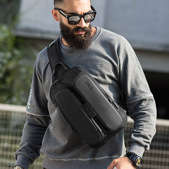 New Trendy USB Shoulder Bag - Men's Leisure Travel and Outdoor Chest Bag