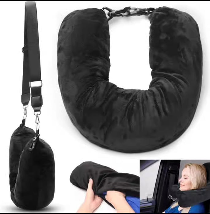 Travel U-Shaped Pillows with Self-Filling - Soft Plush Luggage Pillowcases