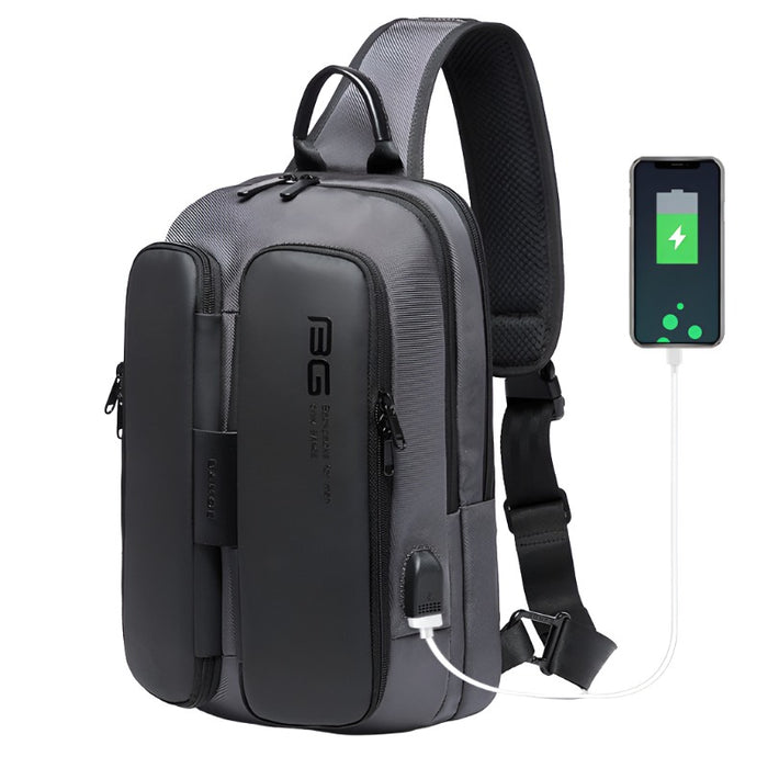 New Trendy USB Shoulder Bag - Men's Leisure Travel and Outdoor Chest Bag